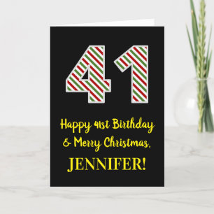 Happy 41st Birthday & Merry Christmas, Custom Name Card