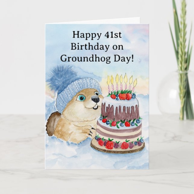  Happy 41st Groundhog Day Birthday  Card (Front)