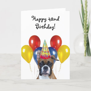 Happy 42nd Birthday Boxer Dog greeting card