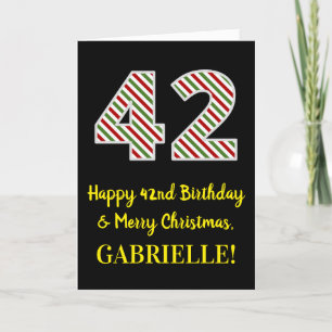 Happy 42nd Birthday & Merry Christmas, Custom Name Card