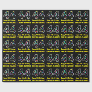 Happy 44th Birthday, Fun Colourful Stars Pattern 4 Wrapping Paper