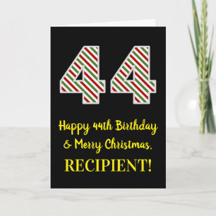 Happy 44th Birthday & Merry Christmas, Custom Name Card