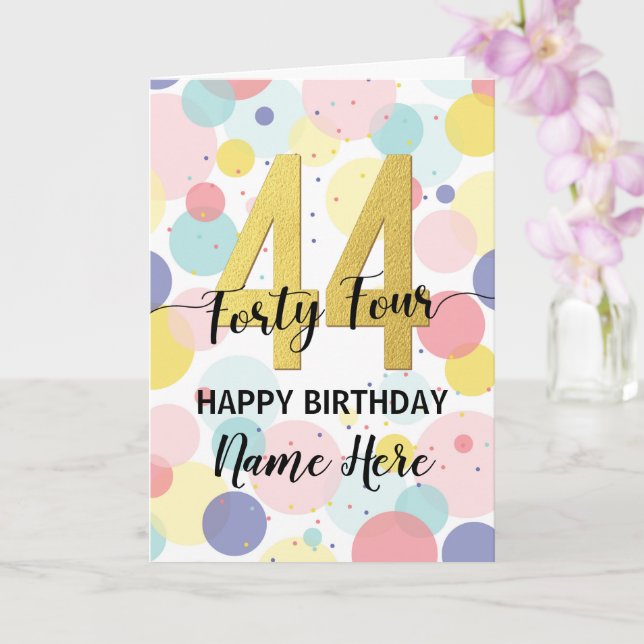 Happy 44th Birthday Pastel Rainbow Gold Woman Card (Orchid)
