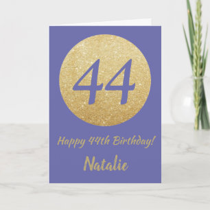 Happy 44th Birthday Very Peri and Gold Glitter Card