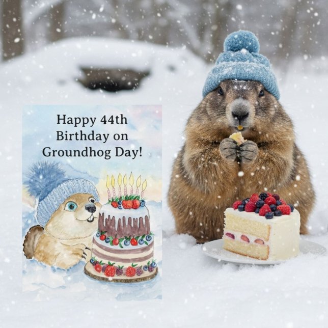  Happy 44th Groundhog Day Birthday  Card (Creator Uploaded)