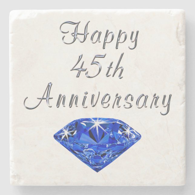 Happy 45th Anniversary Sapphire Coaster (Front)