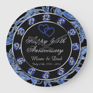 Happy 45th Anniversary Sapphire Leaf Numbers Large Clock