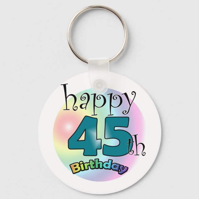 Happy 45th Birthday (blauw) Key Ring (Front)
