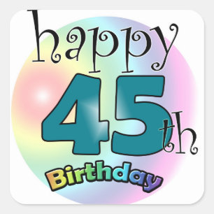 Happy 45th Birthday (Blue) Square Sticker