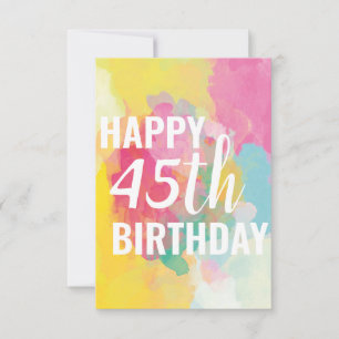 Happy 45th Birthday Card ("Watercolour Gradients")