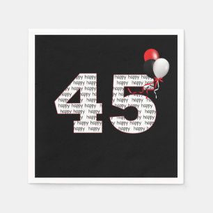 Happy 45th Birthday On Black Napkins