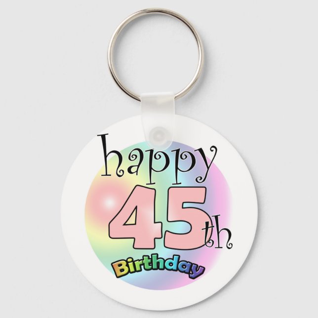 Happy 45th Birthday (roze) Key Ring (Front)