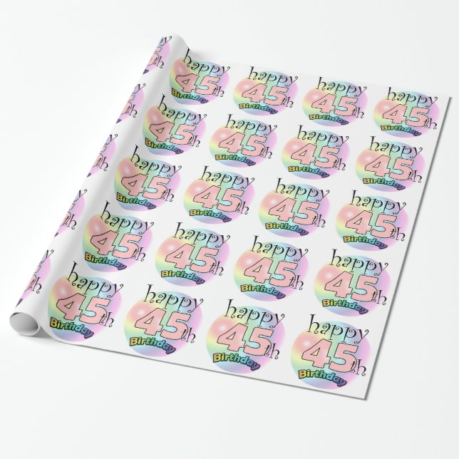 Happy 45th Birthday (roze) Wrapping Paper (Unrolled)