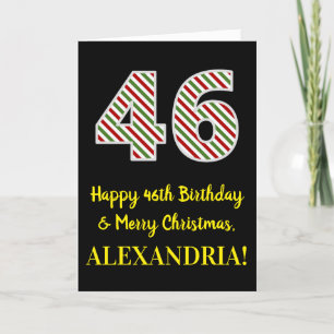 Happy 46th Birthday & Merry Christmas, Custom Name Card