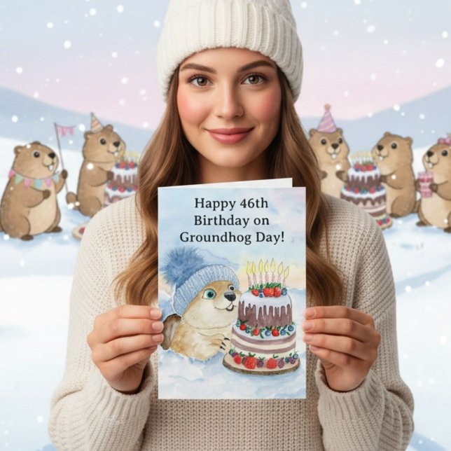  Happy 46th Groundhog Day Birthday  Card (Creator Uploaded)
