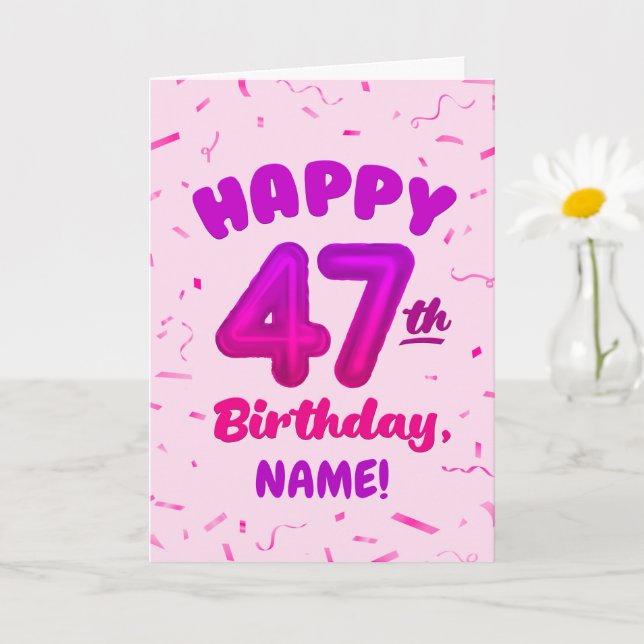 Happy 47th Birthday Card with Custom Name (Small Plant)