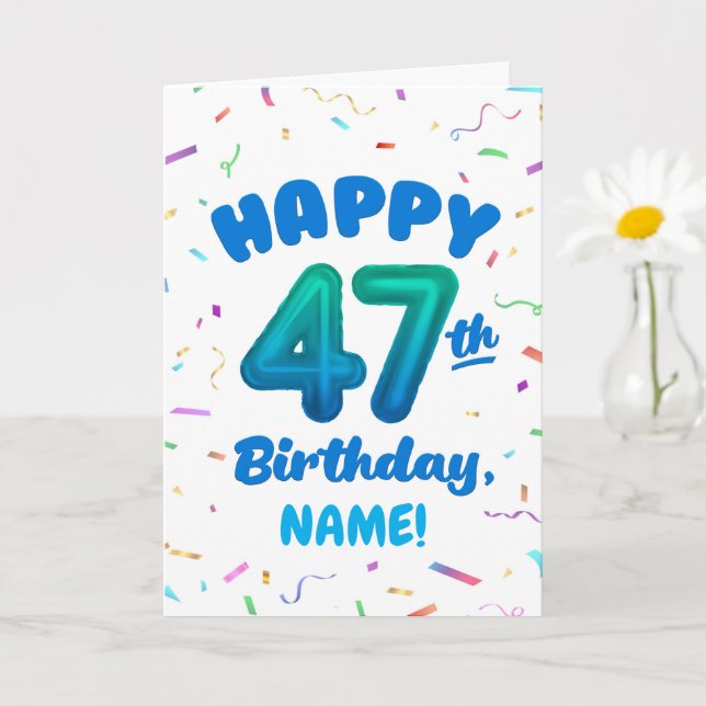 Happy 47th Birthday Card with Custom Name (Small Plant)