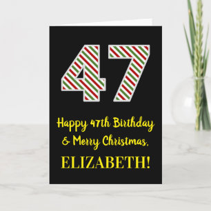 Happy 47th Birthday & Merry Christmas, Custom Name Card