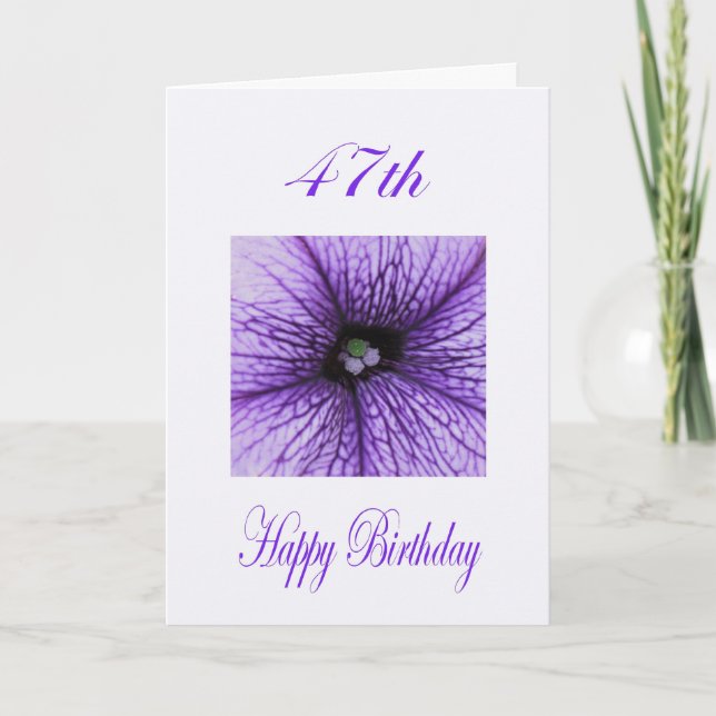 Happy 47th Birthday purple Blossom Card (Front)