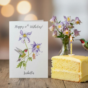 Happy 48th Birthday Columbine with Hummingbird Card