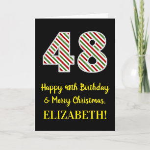 Happy 48th Birthday & Merry Christmas, Custom Name Card