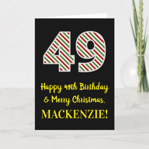 Happy 49th Birthday & Merry Christmas, Custom Name Card