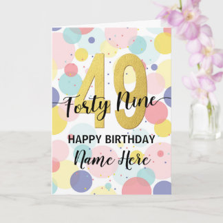 Happy 49th Birthday Pastel Rainbow Gold Woman Card