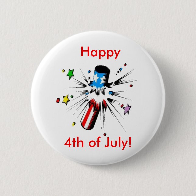 Happy 4th 6 cm round badge (Front)