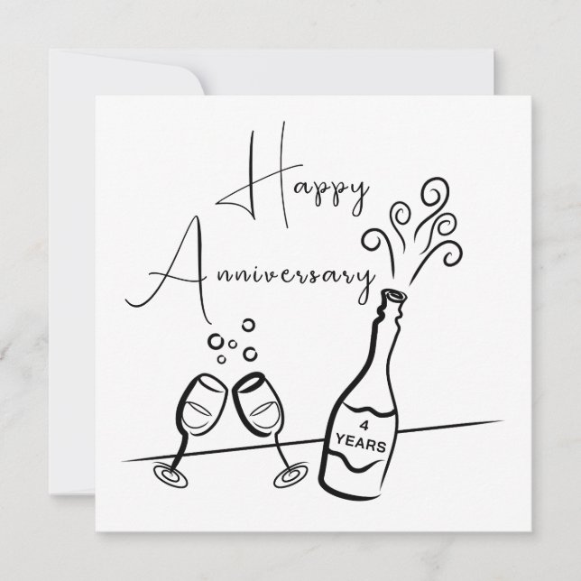 Happy 4th Anniversary Champagne Celebration Card (Front)