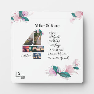 Happy 4th Anniversary ,Custom Photo collage Plaque