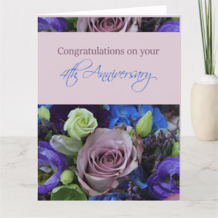 Happy 4th Anniversary roses Card