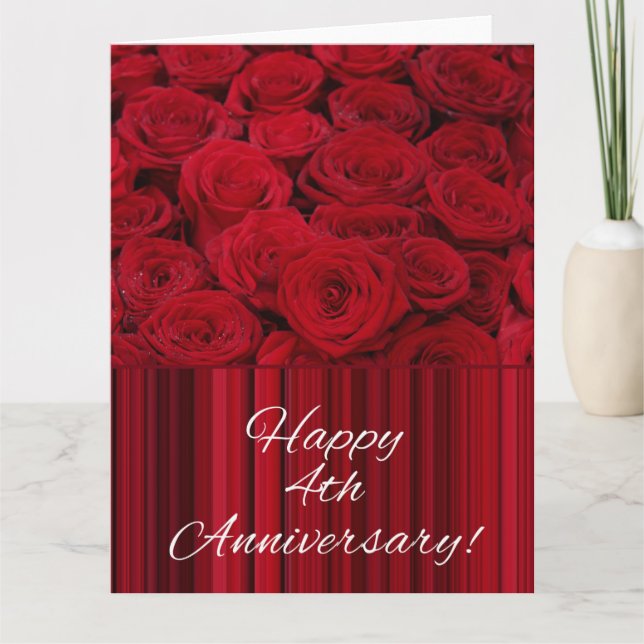 Happy 4th Anniversary roses Card (Front)