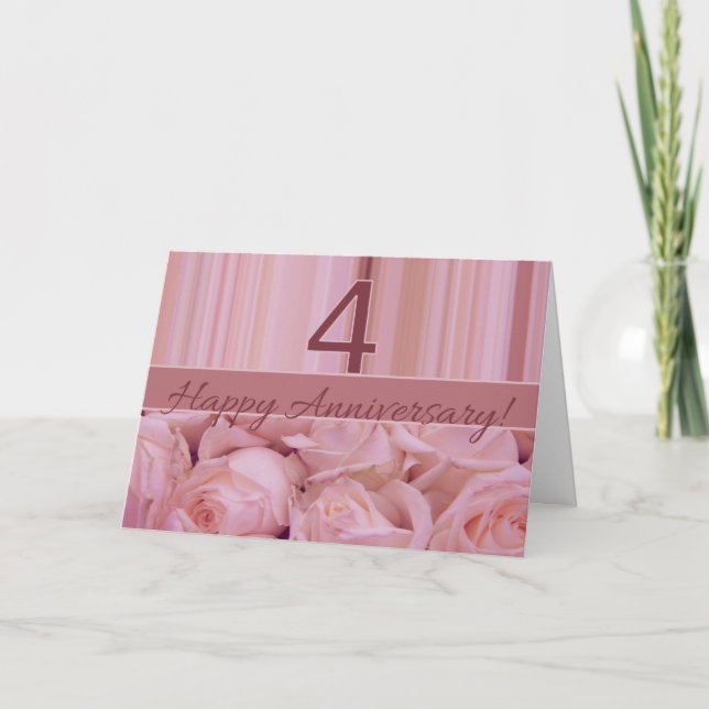 Happy 4th Anniversary roses  Card (Front)