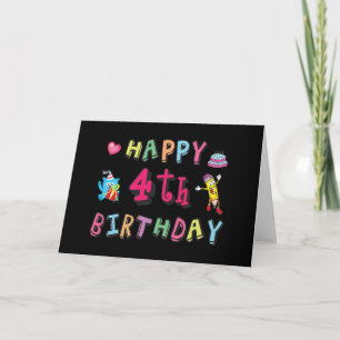 Happy 4th Birthday. 4 year b-day. Card