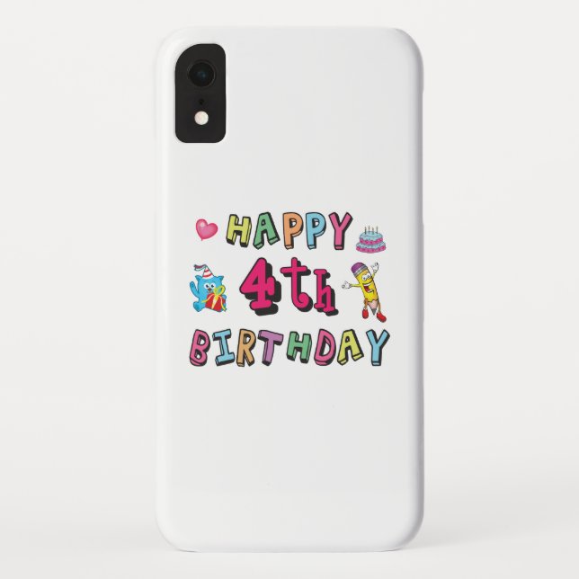 Happy 4th Birthday. 4 year b-day. Case-Mate iPhone Case (Back)
