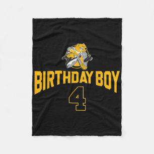 Happy 4th Birthday Boy Hockey Bear Ice Hockey Them Fleece Blanket