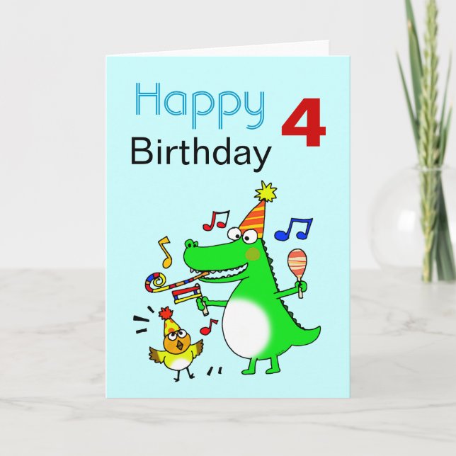 Happy 4th Birthday ( I am 4 ) Card (Front)