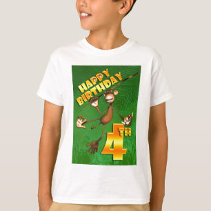 Happy 4th Birthday Monkey Banana T-Shirt