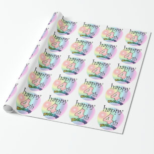 Happy 4th Birthday (pink) Wrapping Paper