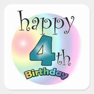 Happy 4th Birthday Vierkante Sticker