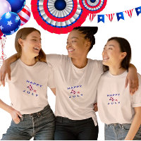 Happy 4th July Blue And Red Girls