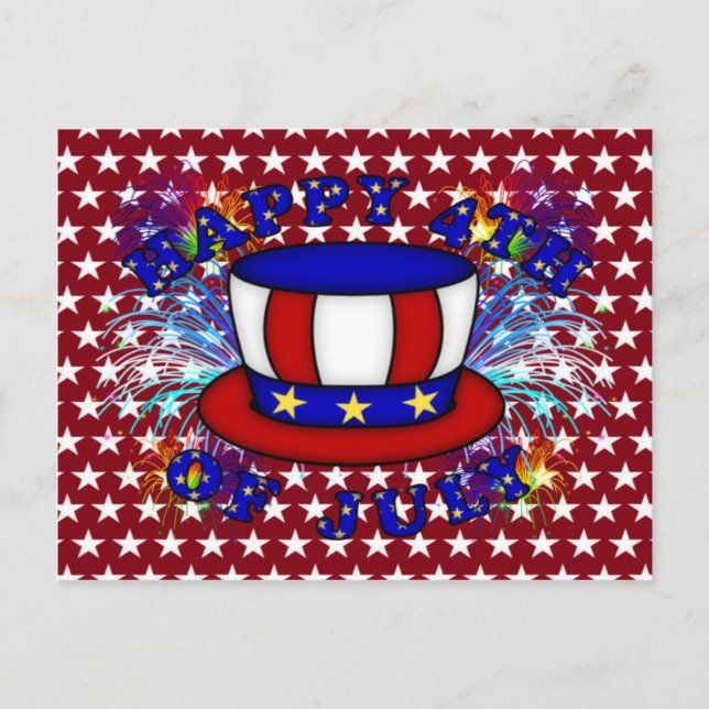 Happy 4th July Crackers Postcard (Front)