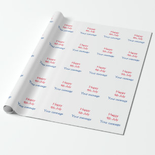 Happy 4th July independence day add name text Wrapping Paper