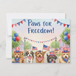 Happy 4th July paws for freedom Postcard