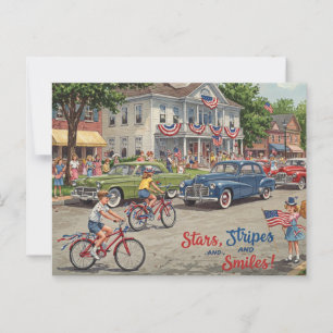 Happy 4th July Stars and Stripes Postcard