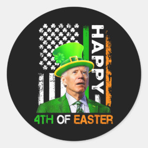 Happy 4th Of Easter Joe Biden Us Flag Women Men Ea Classic Round Sticker