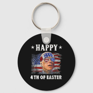 Happy 4th Of Easter Us Flag With Sungles Men Women Key Ring