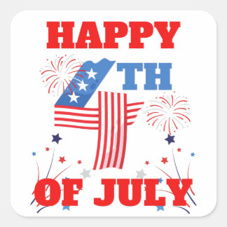 Happy 4th of July 2021 Red White and Blue Square Sticker