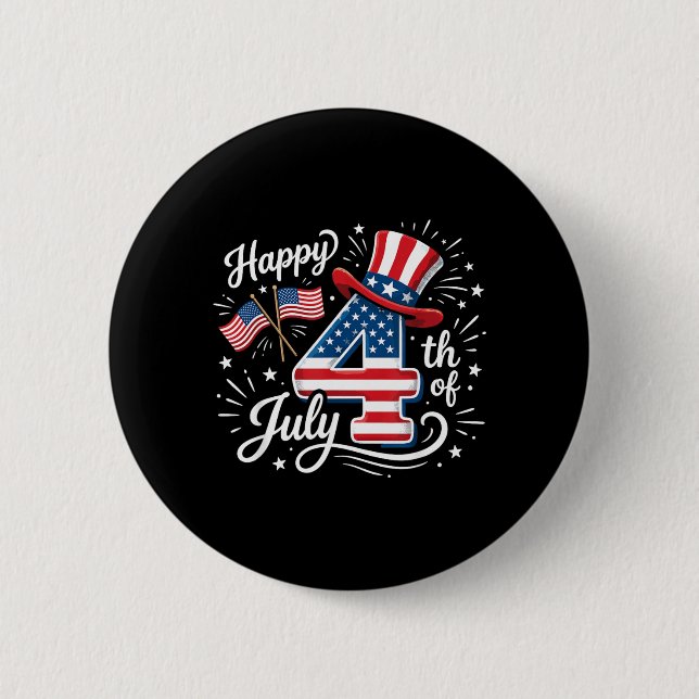 Happy 4th of July 6 Cm Round Badge (Front)