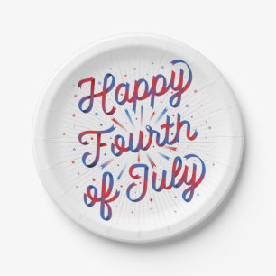 Happy 4th of July / 7" Paper Plates (Red/Blue)